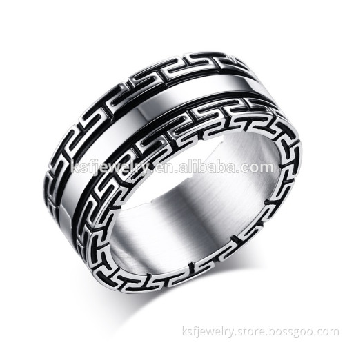 Latest Stainless Steel Black Oil Puzzle Rings for Men China Wholesale
